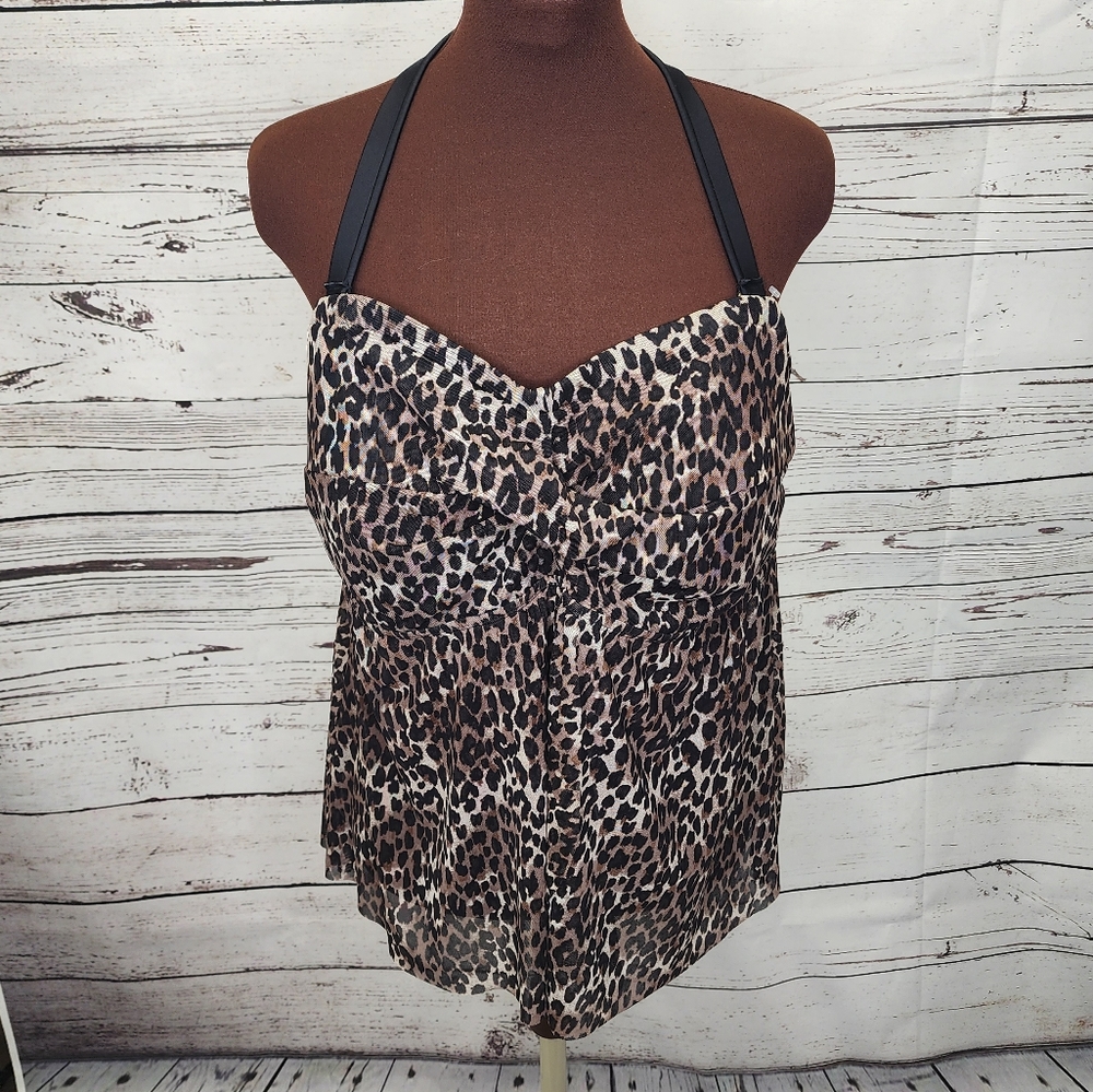 Ava & Viv Leopard Print Halter Top Lingerie 20W‎